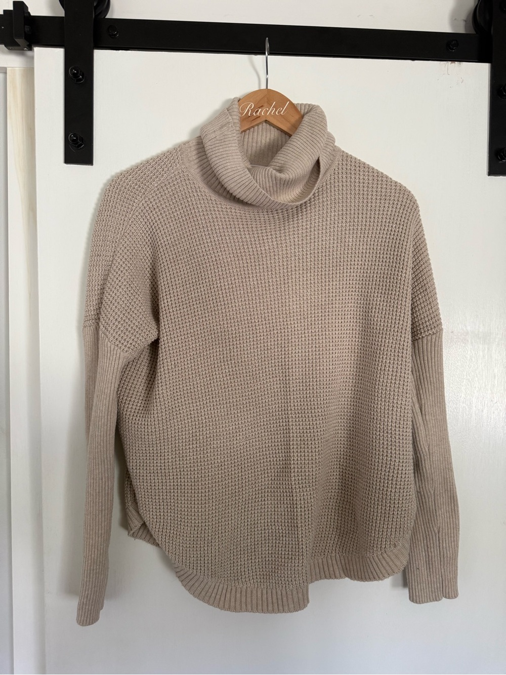 Michael Kors Beige Turtleneck Waffle Knit Sweater
